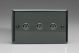 IJII103-SP Varilight V-Pro IR Series 3 Gang 0-100 Watts Master Trailing Edge LED Dimmer Iridium Black (Gloss) Effect Finish