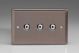 IJRI103-SP Varilight V-Pro IR Series 3 Gang 0-100 Watts Master Trailing Edge LED Dimmer Classic Pewter Effect Finish