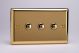 IJVI103-SP Varilight V-Pro IR Series 3 Gang 0-100 Watts Master Trailing Edge LED Dimmer Classic Victorian Polished Brass Coated