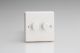 IQP302W [WQ2W + 2x MIP302] Varilight V-Plus Series 2 Gang 40-300 Watt/VA  Dimmer Classic White Dimmer, With White Knobs