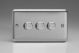 ISDP303 [WSD3 + 3x MIP302] Varilight V-Plus Series 3 Gang 40-300 Watt/VA Dimmer Classic Matt Chrome Finish (Brushed Steel Effect)