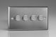 ITDP304 [WTD4 + 4x MIP302] Varilight V-Plus Series 4 Gang 40-300 Watt/VA Dimmer Classic Brushed Steel