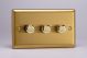 JBDP303 Varilight V-Pro Series 3 Gang 0-120W Trailing Edge LED Dimmer Classic Brushed Brass Effect