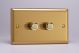 JBDP602 Varilight V-Pro High Power Series 2 Gang 0-300W Trailing Edge LED Dimmer Classic Brushed Brass Effect