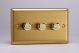 JBDSM103 Varilight V-Pro Smart Series Master Dimmer (Supla WIFI enabled) 3 Gang 0-100W Trailing Edge LED Classic Brushed Brass Effect