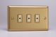 JBE103 Varilight V-Pro Multi Point Remote (MPR) Series 3 Gang 0-100 Watts Multi Point Remote Master LED Dimmer Classic Brushed Brass Effect