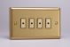JBE104 Varilight V-Pro Multi Point Remote (MPR or Eclique2) Series 4 Gang 0-100 Watts Multi Point Remote Master LED Dimmer Classic Brushed Brass Effect