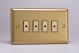 JBE104 Varilight V-Pro Multi Point Remote (MPR) Series 4 Gang 0-100 Watts Multi Point Remote Master LED Dimmer Classic Brushed Brass Effect