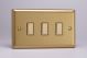 JBES003 Varilight V-Pro Multi Point Tactile Touch Slave (MP Slave) Series 3 Gang Unit for use with V-Pro Multi Point Remote Master Dimmers Classic Brushed Brass Effect