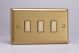 JBES003 Varilight V-Pro Multi Point Tactile Touch Supplementary Controller Series 3 Gang Unit for use with V-Pro Multi Point Remote Master Dimmers Classic Brushed Brass Effect