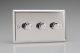 JCDM103 Varilight V-Pro Smart Series Master Dimmer (non WIFI) 3 Gang 0-120W Trailing Edge LED Classic Polished Chrome Coated