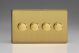 JDBDM104S Varilight V-Pro Smart Series Master Dimmer (non WIFI) 4 Gang 0-120W Trailing Edge LED Screwless Brushed Brass Effect Fnish