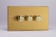 JDBDP503S [WDBD3S + 3x MJP300] Varilight V-Pro High Power Series 3 Gang 0-250W Trailing Edge LED Dimmer Screwless Brushed Brass Effect Finish