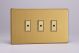 JDBE103S Varilight V-Pro Multi Point Remote (MPR) Series 3 Gang 0-100 Watts Multi Point Remote Master LED Dimmer Screwless Brushed Brass Effect Finish