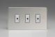 JDCE103S Varilight V-Pro Multi Point Remote (MPR) Series 3 Gang 0-100 Watts Multi Point Remote Master LED Dimmer Screwless Polished Chrome Coated