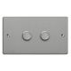 JDEDP602.BS [WDED2.BS + 2x MJP300] Varilight V-Pro High Power Series 2 Gang 0-300W Trailing Edge LED Dimmer Essential Brushed Steel Finish