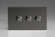 JDIDP303S Varilight V-Pro Series 3 Gang 0-120W Trailing Edge LED Dimmer Screwless Iridium Black (Gloss) Effect Finish