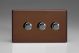 JDMDP303S Varilight V-Pro Series 3 Gang 0-120W Trailing Edge LED Dimmer Screwless Mocha Effect Finish