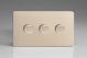 JDNDM103S Varilight V-Pro Smart Series Master Dimmer (non WIFI) 3 Gang 0-120W Trailing Edge LED Screwless Satin Chrome Effect Finish