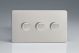 JDNDP503S [WDND3S + 3x MJP300] Varilight V-Pro High Power Series 3 Gang 0-250W Trailing Edge LED Dimmer Screwless Satin Chrome Effect Finish