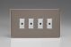 JDRE104S Varilight V-Pro Multi Point Remote (MPR or Eclique2) Series 4 Gang 0-100 Watts Multi Point Remote Master LED Dimmer Screwless Pewter Effect Finish