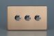 JDYDP303S.BC [WDYD3S.BC + 3x MJP120] Varilight V-Pro Series 3 Gang 0-120W Trailing Edge LED Dimmer Urban Screwless Brushed Copper Finish