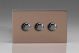 JDYDP303S.BZ Varilight V-Pro Series 3 Gang 0-120W Trailing Edge LED Dimmer Urban Screwless Brushed Bronze Effect Finish