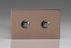 JDYDP602S.BZ [WDYD2S.BZ + 2x MJP300] Varilight V-Pro High Power Series 2 Gang 0-300W Trailing Edge LED Dimmer Urban Screwless Brushed Bronze Effect Finish Double Plate