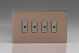 JDYE104S.BZ [XDYPGY4S.BZ + 4x GJE100I] Varilight V-Pro Multi Point Remote (MPR) Series 4 Gang 0-100 Watts Multi Point Remote Master LED Dimmer Urban Screwless Brushed Bronze Effect Finish