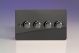 JFIDP254 Varilight V-Pro Series 4 Gang 0-120W Trailing Edge LED Dimmer Ultra Flat Iridium Black (Gloss) Effect Finish