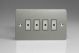 JFSE104 Varilight V-Pro Multi Point Remote (MPR) Series 4 Gang 0-100 Watts Multi Point Remote Master LED Dimmer Ultra Flat Brushed Stainless Steel