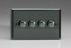 JIDP254 Varilight V-Pro Series 4 Gang 0-120W Trailing Edge LED Dimmer Iridium Black (Gloss) Effect Finish