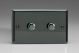 JIDP602 Varilight V-Pro High Power Series 2 Gang 0-300W Trailing Edge LED Dimmer Iridium Black (Gloss) Effect Finish