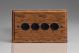 JMOP4-RTBK-S2W Varilight V-Pro Series 4 Gang 0-120W Trailing Edge LED Dimmer Kilnwood Classic Wood Medium Oak With Retro Black Metal knobs