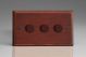 JMP3-S2W Varilight V-Pro Series 3 Gang 0-120W Trailing Edge LED Dimmer Kilnwood Classic Wood Mahogany With Wood Knobs