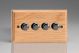 JOP4-BN-S2W Varilight V-Pro Series 4 Gang 0-120W Trailing Edge LED Dimmer Kilnwood Classic Wood Light Oak With Iridium Black Knobs