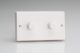 JQDP602W [WQD2W + 2x MJP300] Varilight V-Pro High Power Series 2 Gang 0-300W Trailing Edge LED Dimmer Classic White Dimmer, With White Knobs