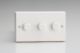 JQDSM103W Varilight V-Pro Smart Series Master Dimmer (Supla WIFI enabled) 3 Gang 0-120W Trailing Edge LED Classic White Dimmer, With White Knobs