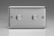 JSDP602 [WSD2 + 2x MJP300] Varilight V-Pro High Power Series 2 Gang 0-300W Trailing Edge LED Dimmer Classic Matt Chrome Finish (Brushed Steel Effect)