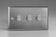 JTDP303 Varilight V-Pro Series 3 Gang 0-120W Trailing Edge LED Dimmer Classic Brushed Steel
