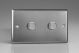 JTDP602 [WTD2 + 2x MJP300] Varilight V-Pro High Power Series 2 Gang 0-300W Trailing Edge LED Dimmer Classic Brushed Steel