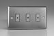 JTE103 Varilight V-Pro Multi Point Remote (MPR) Series 3 Gang 0-100 Watts Multi Point Remote Master LED Dimmer Classic Brushed Steel