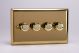 JVDP254 Varilight V-Pro Series 4 Gang 0-120W Trailing Edge LED Dimmer Classic Victorian Polished Brass Coated