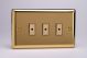 JVE103 Varilight V-Pro Multi Point Remote (MPR or Eclique2) Series 3 Gang 0-100 Watts Multi Point Remote Master LED Dimmer Classic Victorian Polished Brass Coated