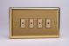 JVE104 Varilight V-Pro Multi Point Remote (MPR or Eclique2) Series 4 Gang 0-100 Watts Multi Point Remote Master LED Dimmer Classic Victorian Polished Brass Coated