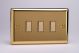 JVES003 Varilight V-Pro Multi Point Tactile Touch Slave (MP Slave) Series 3 Gang Unit for use with V-Pro Multi Point Remote Master Dimmers Classic Victorian Polished Brass Coated