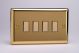 JVES004 Varilight V-Pro Multi Point Tactile Touch Slave (MP Slave) Series 4 Gang Unit for use with V-Pro Multi Point Remote Master Dimmers Classic Victorian Polished Brass Coated
