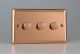 JYDM103.CU Varilight V-Pro Smart Series Master Dimmer (non WIFI) 3 Gang 0-120W Trailing Edge LED Urban Polished Copper Coated