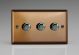 JYDP303.BZ [WYD3.BZ + 3x MJP120] Varilight V-Pro Series 3 Gang 0-120W Trailing Edge LED Dimmer Urban Brushed Bronze Effect