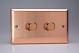 JYDP602.BC Varilight V-Pro High Power Series 2 Gang 0-300W Trailing Edge LED Dimmer Urban Brushed Copper Effect